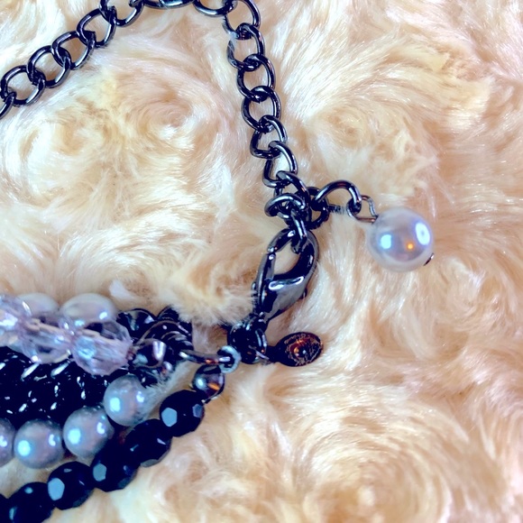 Premier Design Multi-Strand Silver And Black Bead Necklace - Picture 3 of 5